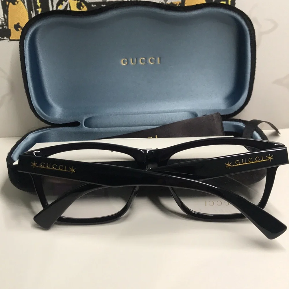 New Authentic Gucci Black Eyeglasses GG1177o 004